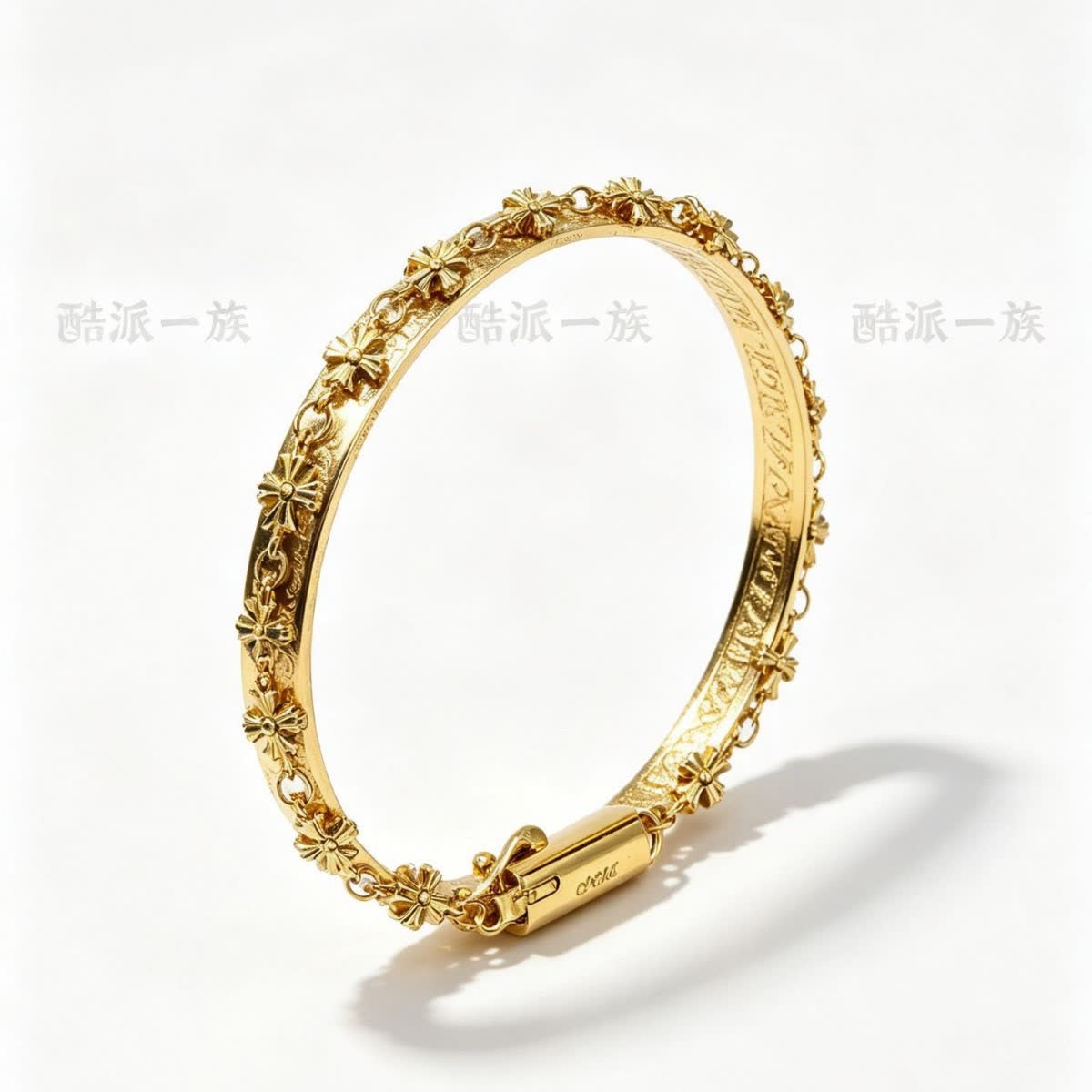 Chrome Hearts Gold Tone Flower Link Bracelet